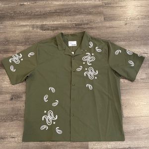 Embellish Button Down Shirt Green 3XL